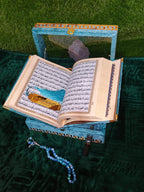 Deluxe Blue Velvet Quran Gift Set with Gold Embossing – Quran 113