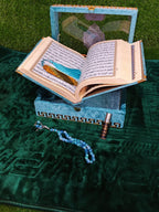 Deluxe Blue Velvet Quran Gift Set with Gold Embossing – Quran 113