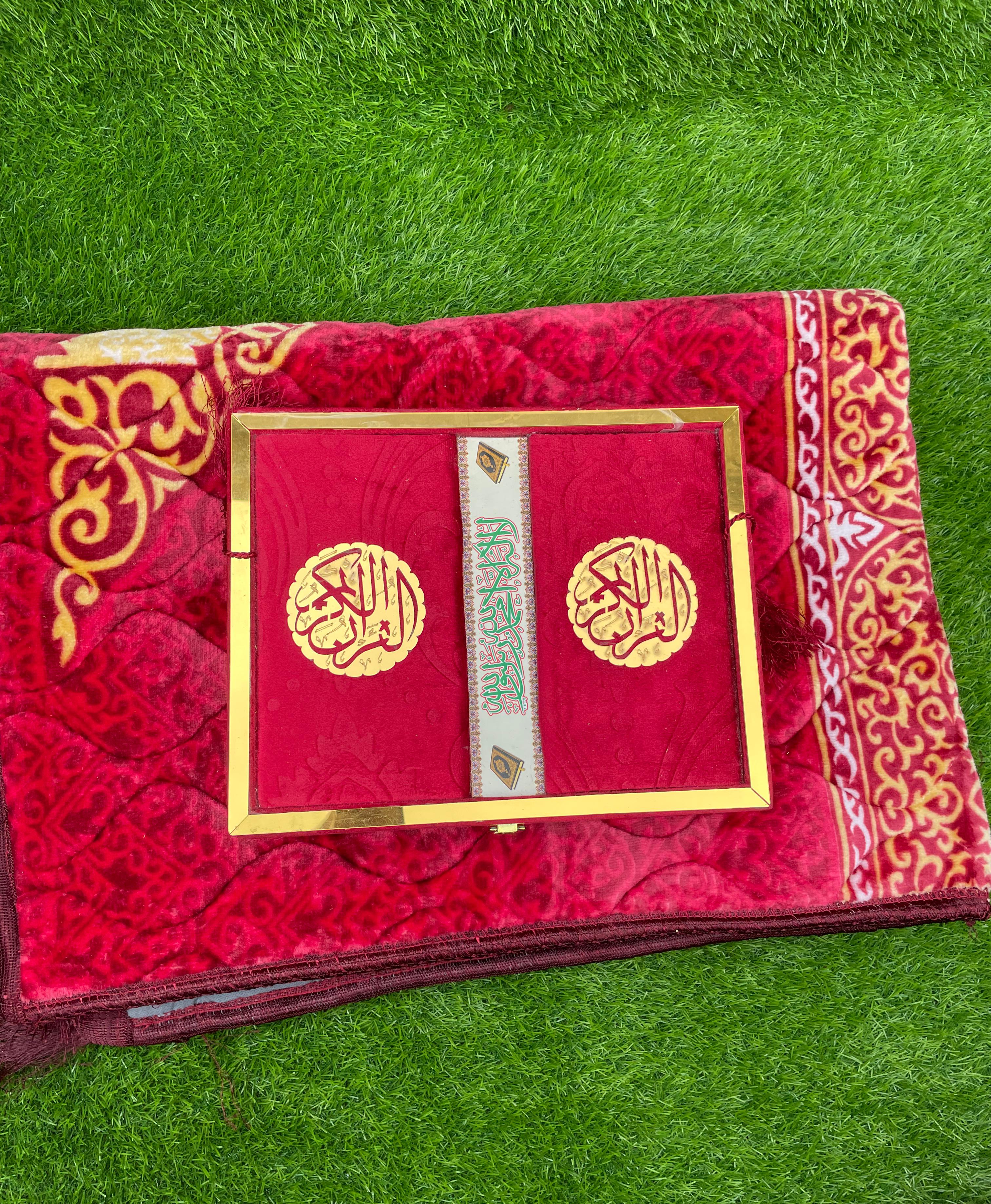 Velvet Quran Gift Set Attar & Prayer Mat - 11 Colors Options