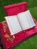 Velvet Quran Gift Set Attar & Prayer Mat - 11 Colors Options