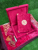 Velvet Quran Gift Set Attar & Prayer Mat - 11 Colors Options